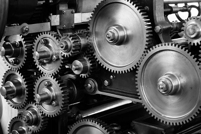 Gears of an automated factory machine